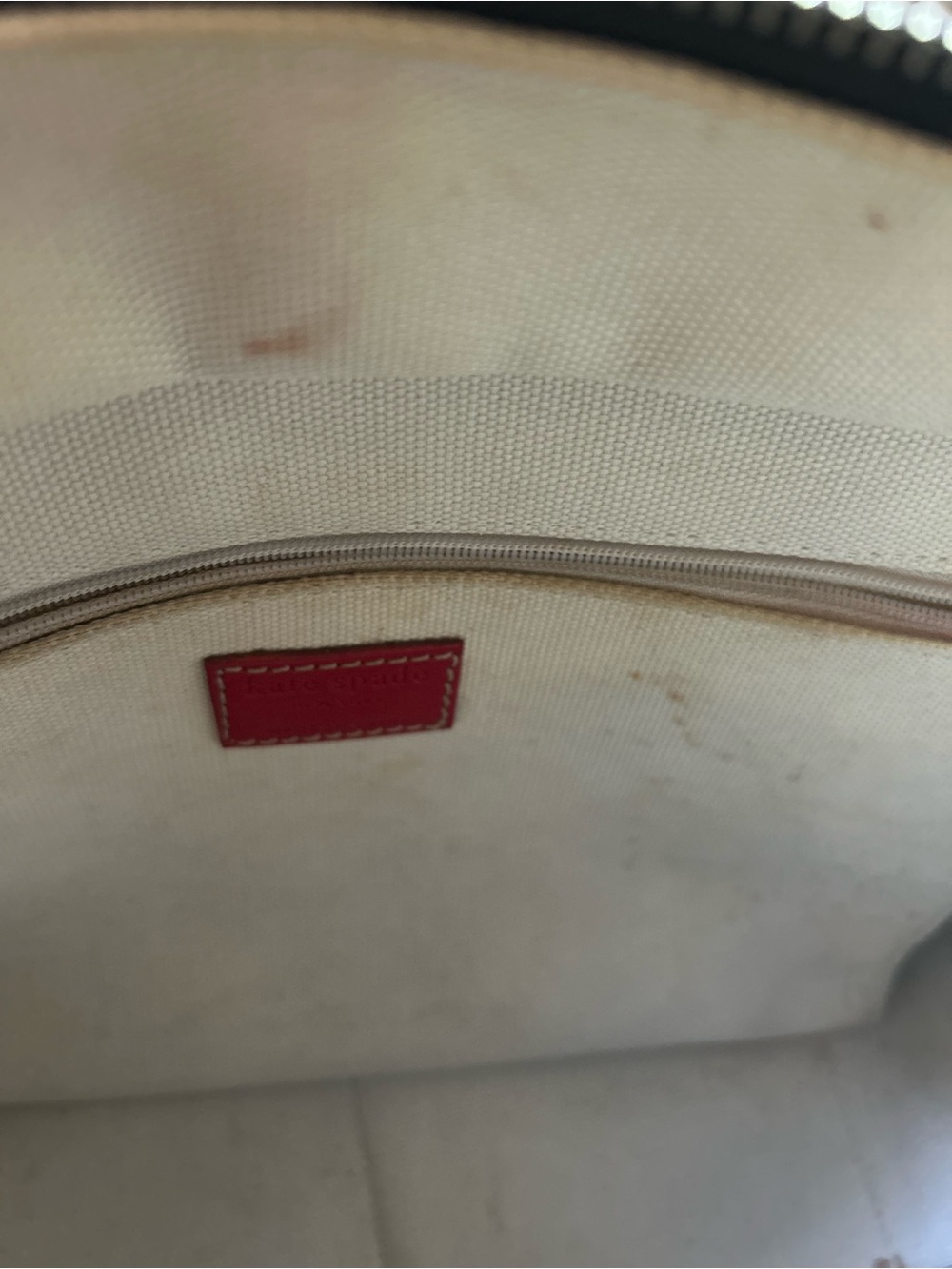 kate spade M Kalman Vtg Rare Black Canvas Bag Red Leather Handles Artsy Pop Art - Picture 14 of 16